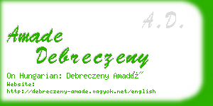 amade debreczeny business card